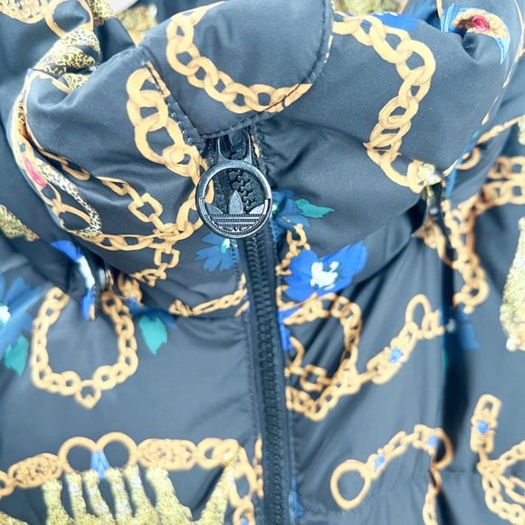 NEW Adidas OS Her Studio Down Puffer JACKET Coat Chains Leopard Floral Size L - Picture 8 of 13